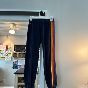 AVIATOR NATION!! navy blue stripped size small sweatpants!!💖